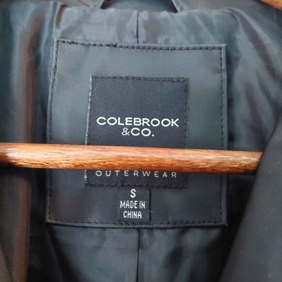 Colebrook VTG 90s Y2K PVC Black Waterproof Short Belted Trench Coat Jacket Sz S - Picture 8 of 9